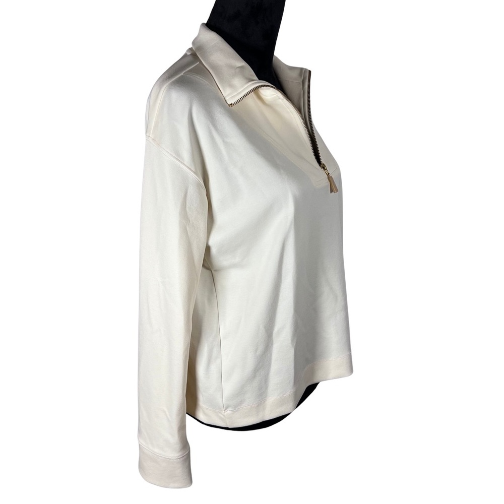 Scotch & Soda half-zip trumpet sleeve sweatshirt in vanilla white - Picture 3 of 7